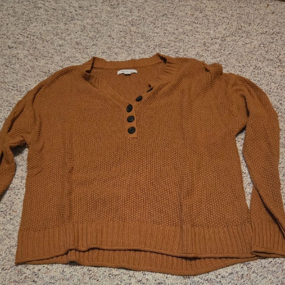 American Eagle Outfitters Brown V-Neck Sweater